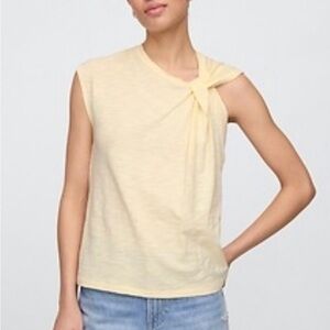 GAP Pale Yellow Knot-Shoulder Tank Top